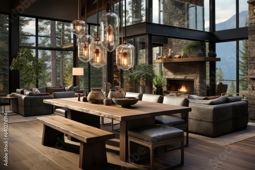 Modern luxury and calming chalet dining room