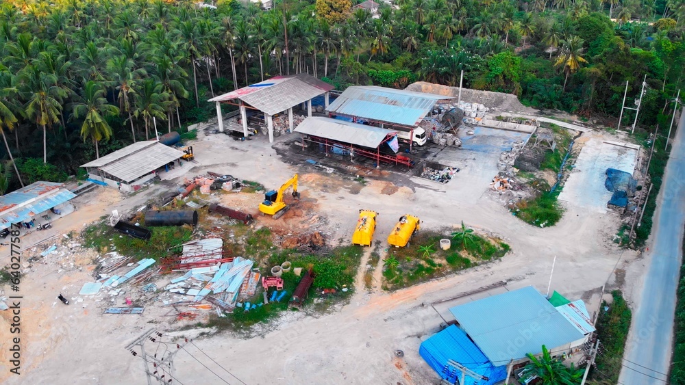 Drone View Waste Sorting Center on Landfill. Explore waste management