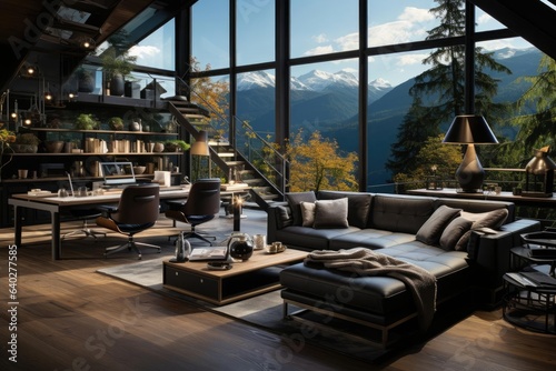 Modern luxury and calming chalet home office