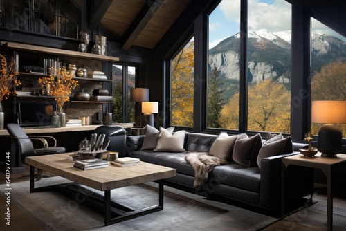 Modern luxury and calming chalet home office