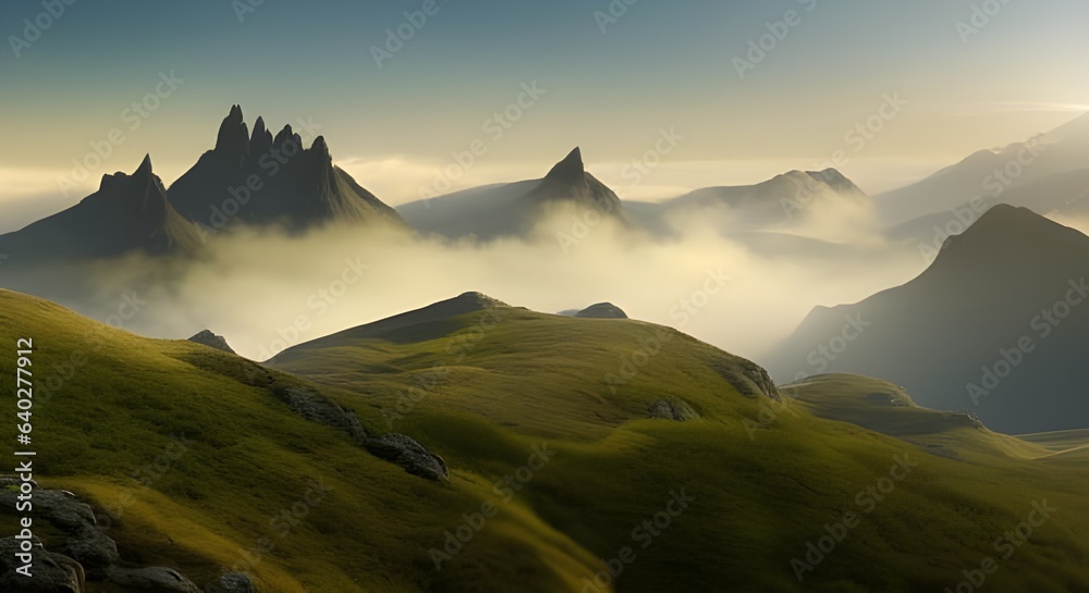 landscape with fog - generative ai