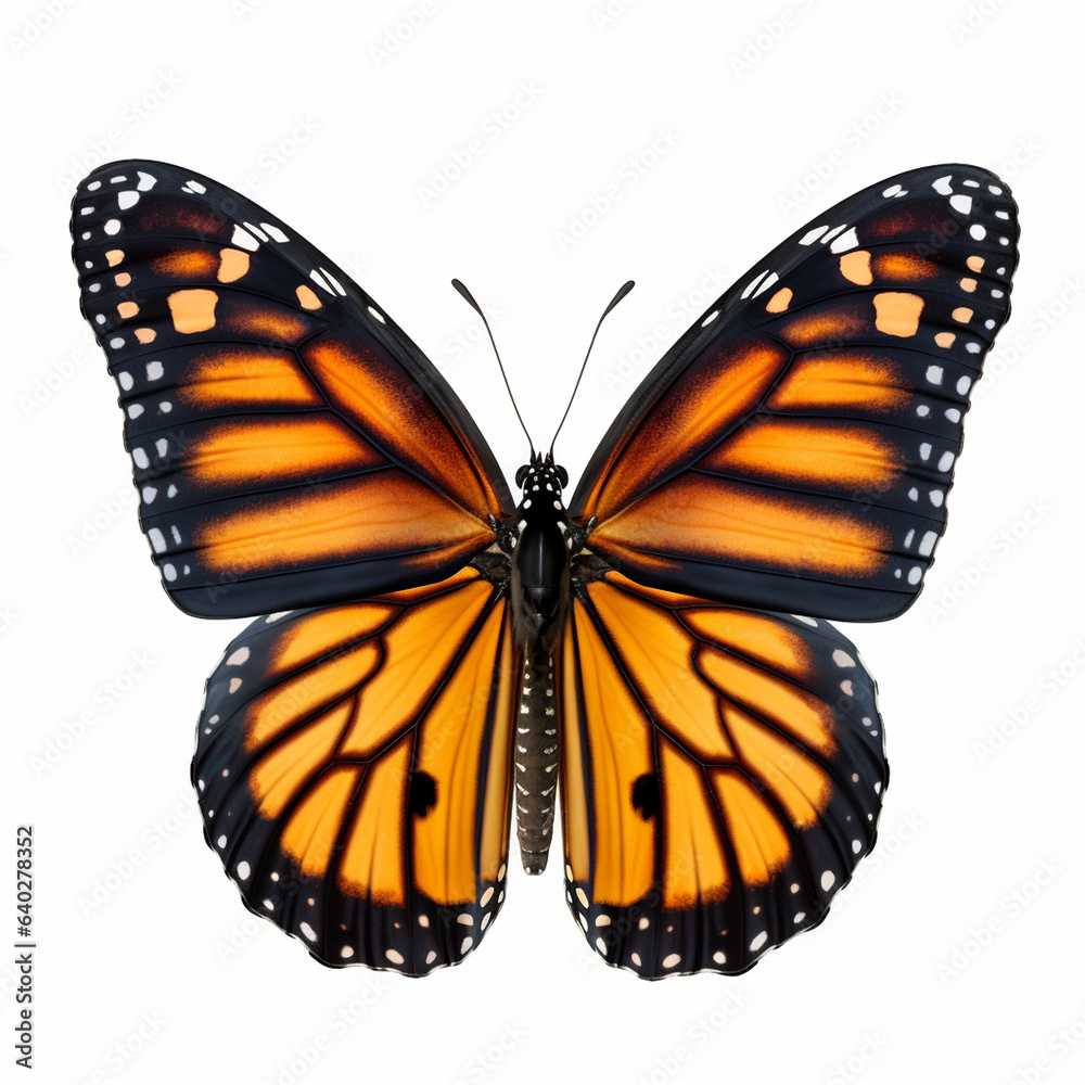 Naklejka premium Monarch butterfly. generative ai. butterfly on an isolated white background.