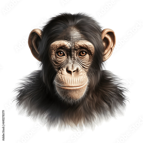 Portrait of a chimpanzee isolated on white background cutout © The Stock Guy