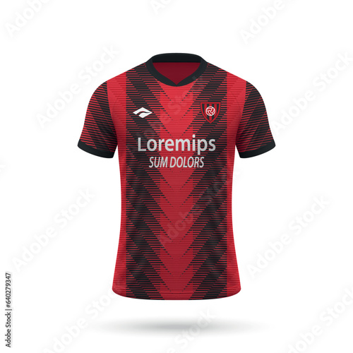 3d realistic soccer jersey in Milan style, shirt template football kit 2023