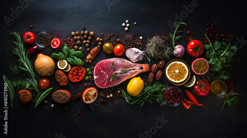 Food image in a studio. flat background, Top view