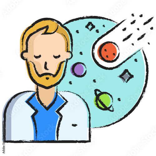 Hand drawn man Astrophysicist icon