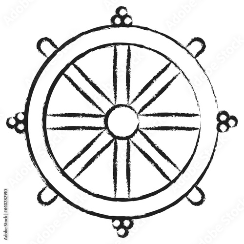 Hand drawn Dharma Wheel icon
