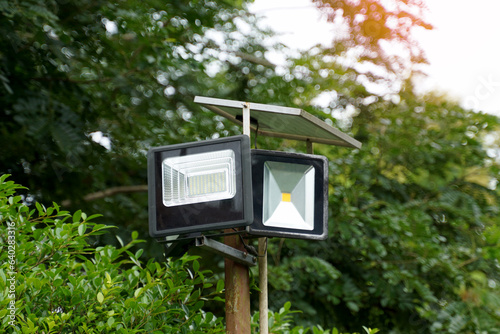 solar light, street light, spotlight use solar energy Use with solar panels. To generate electricity, which will save electricity and reduce global warming.