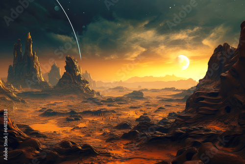 Incredible cosmos: unrealistic landscape on an alien world