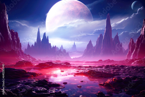 Epic otherworlds: fantastic unreal view of alien terrain