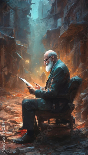 Oil painting in a full plane Sigmund Freud