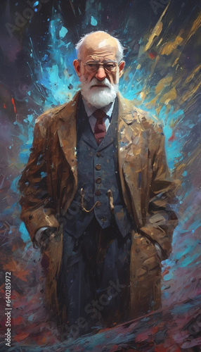 Oil painting in a full plane Sigmund Freud photo