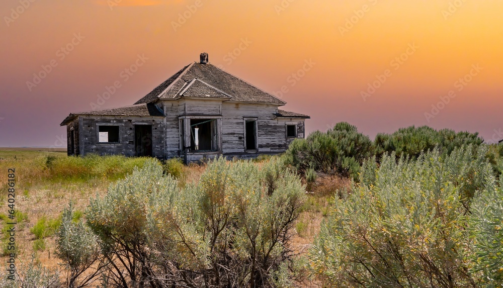 © Bob - An abandoned farm house at sunset, near Wasco, in eastern Oregon