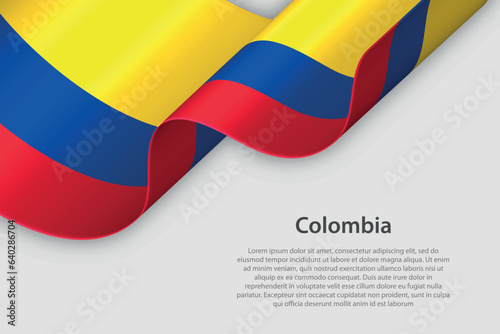3d ribbon with national flag Colombia isolated on white background