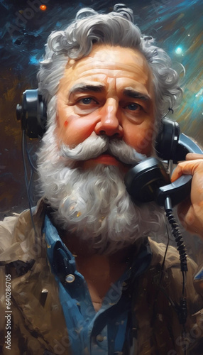 Oil painting in a full plane Old man