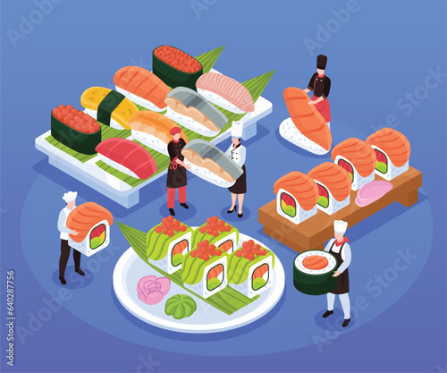 Sushi Isometric Composition