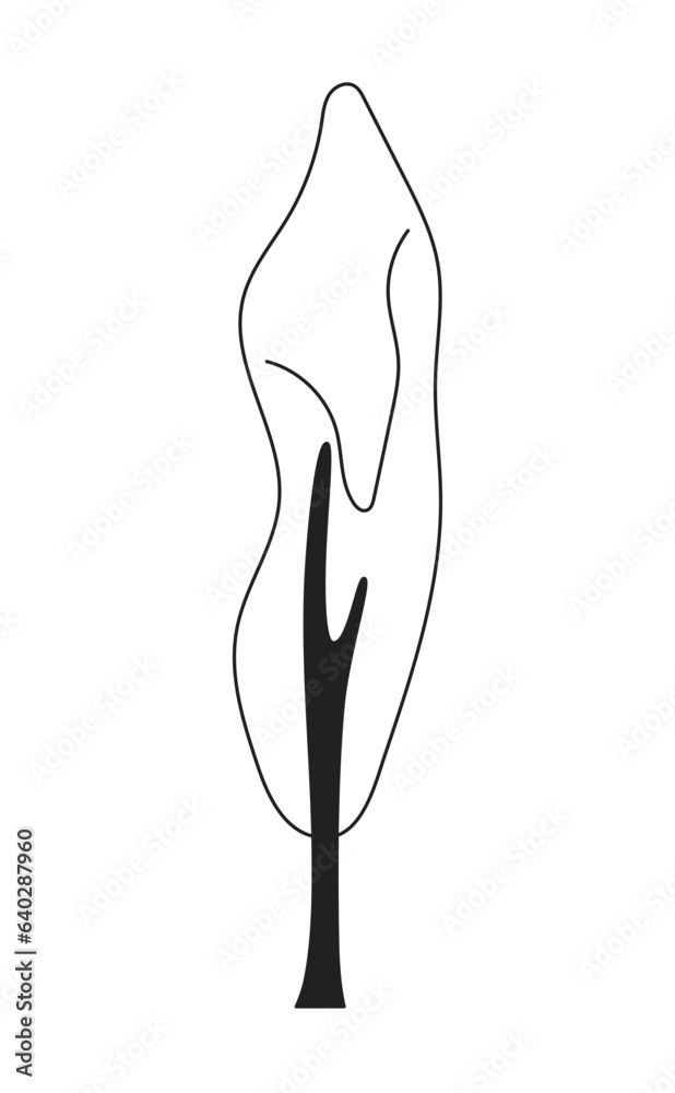 Single park tree monochrome flat vector object. Tall decorative plant. Editable black and white thin line icon. Simple cartoon clip art spot illustration for web graphic design Single park tree monochrome flat vector object. Tall decorative plant. Editable black and white thin line icon. Simple cartoon clip art spot illustration for web graphic design