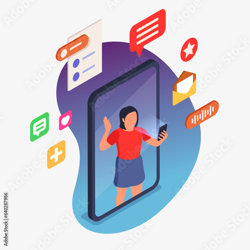 Community Manager Isometric Composition