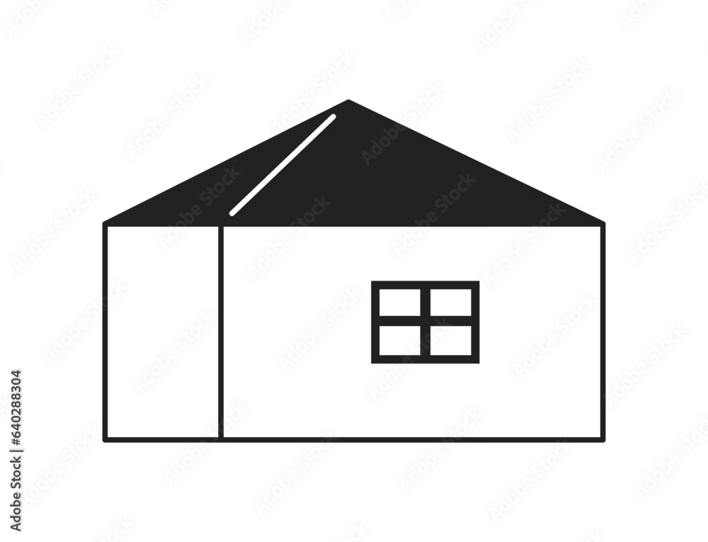 House monochrome flat vector object. Small residential building. Editable black and white thin line icon. Simple cartoon clip art spot illustration for web graphic design House monochrome flat vector object. Small residential building. Editable black and white thin line icon. Simple cartoon clip art spot illustration for web graphic design