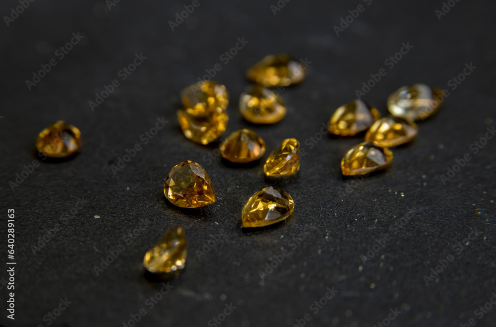 Yellow gemstones in macro photography. Close up Yellow gemstones in macro photography. Close up