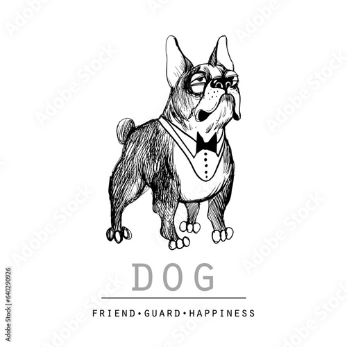 Home is where the dog is. Funny dog illustration. Vector sketch. Vector Sketch 