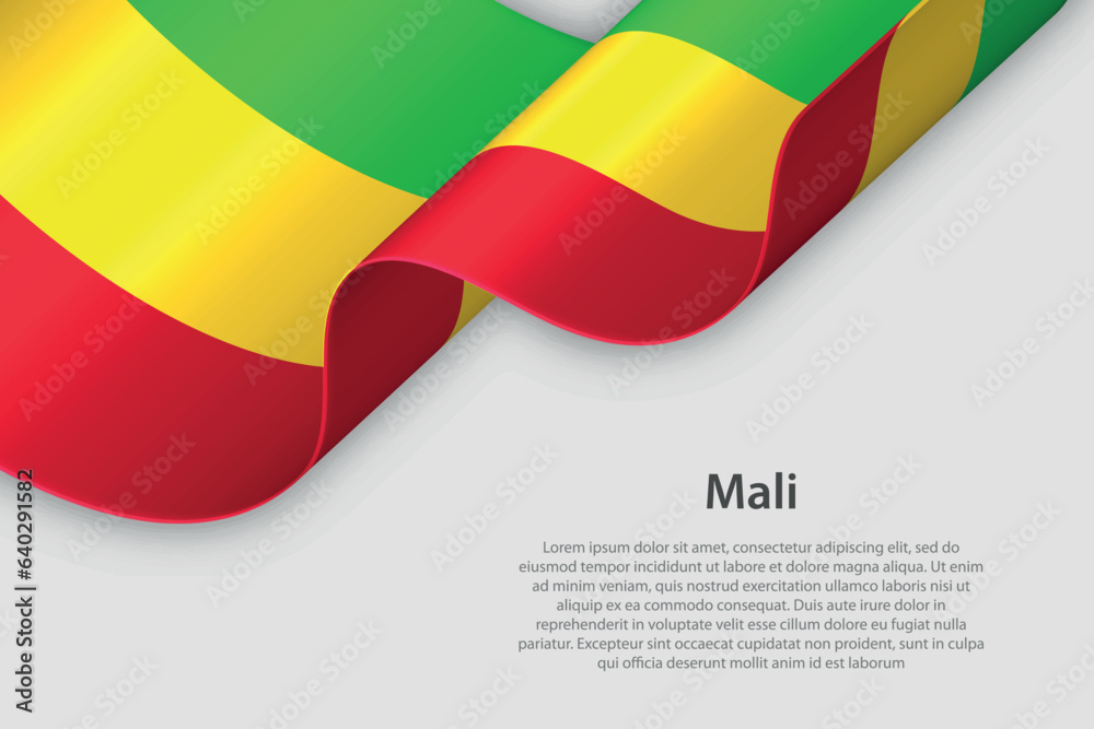 3d ribbon with national flag Mali isolated on white background 3d ribbon with national flag Mali isolated on white background