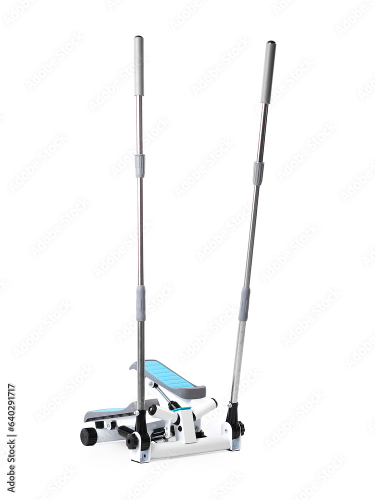 Home fitness. stepper - compact trainer close up photo isolated white background Home fitness. stepper - compact trainer close up photo isolated white background