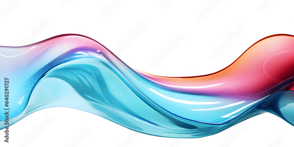 Fototapeta premium Glossy colored flowing wave shape, 3d rendering. Generative AI