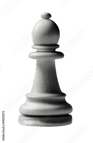 Photo chess bishop piece isolated retro halftone dotted texture black white collage el