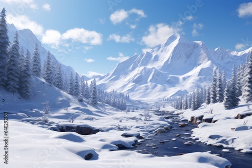serene winter majesty in american mountains, Generative AI © avrezn