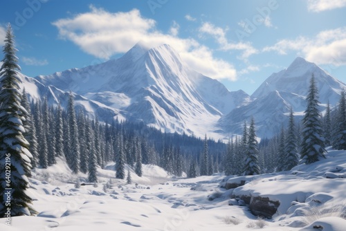 serene winter majesty in american mountains, Generative AI