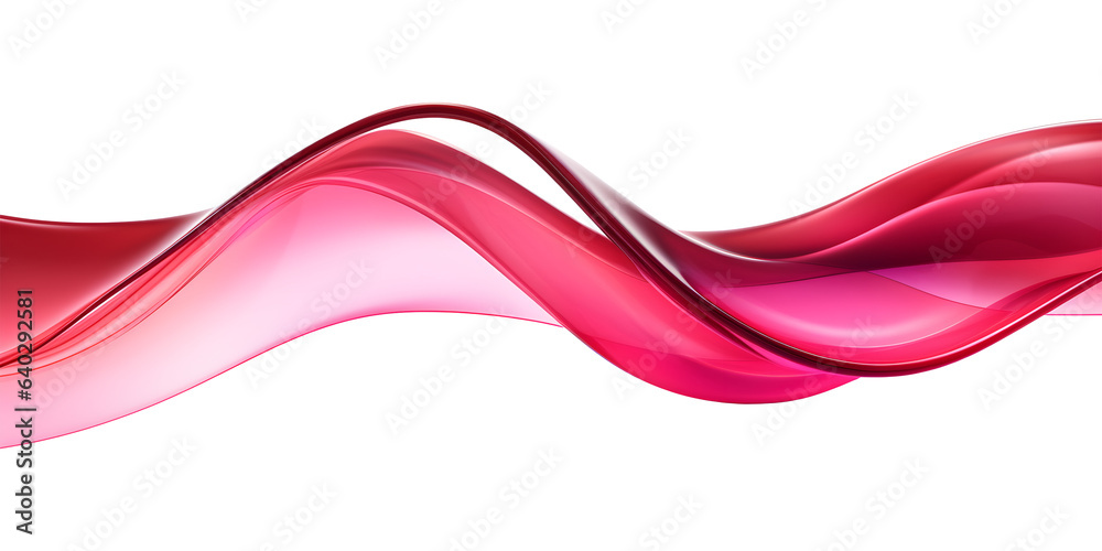 Red colored wave glossy shape, 3d rendering. Generative AI - obrazy, fototapety, plakaty 