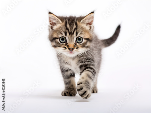 Charming Bobtail Kitten: Closeup Portrait on White