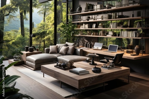 Nordic style modern luxury villa home office