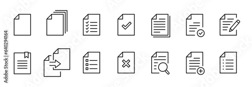 Document, file icon. Paper document, file vector icon collection