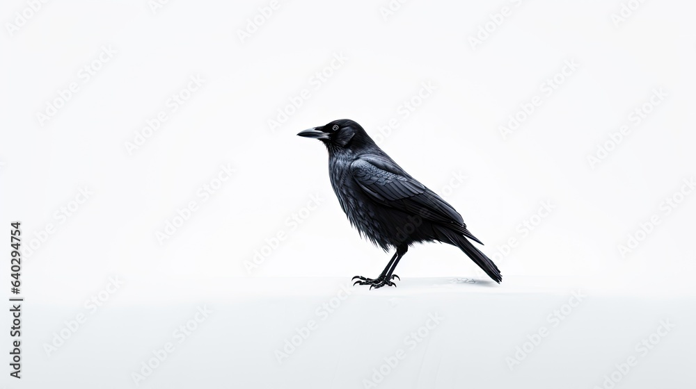 Image of the presence of a black crow on a white background. Image of the presence of a black crow on a white background.