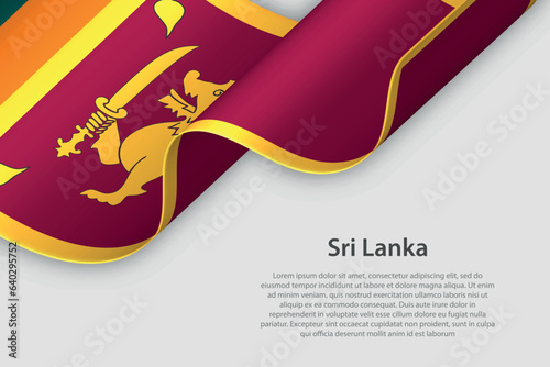 3d ribbon with national flag Sri Lanka isolated on white background