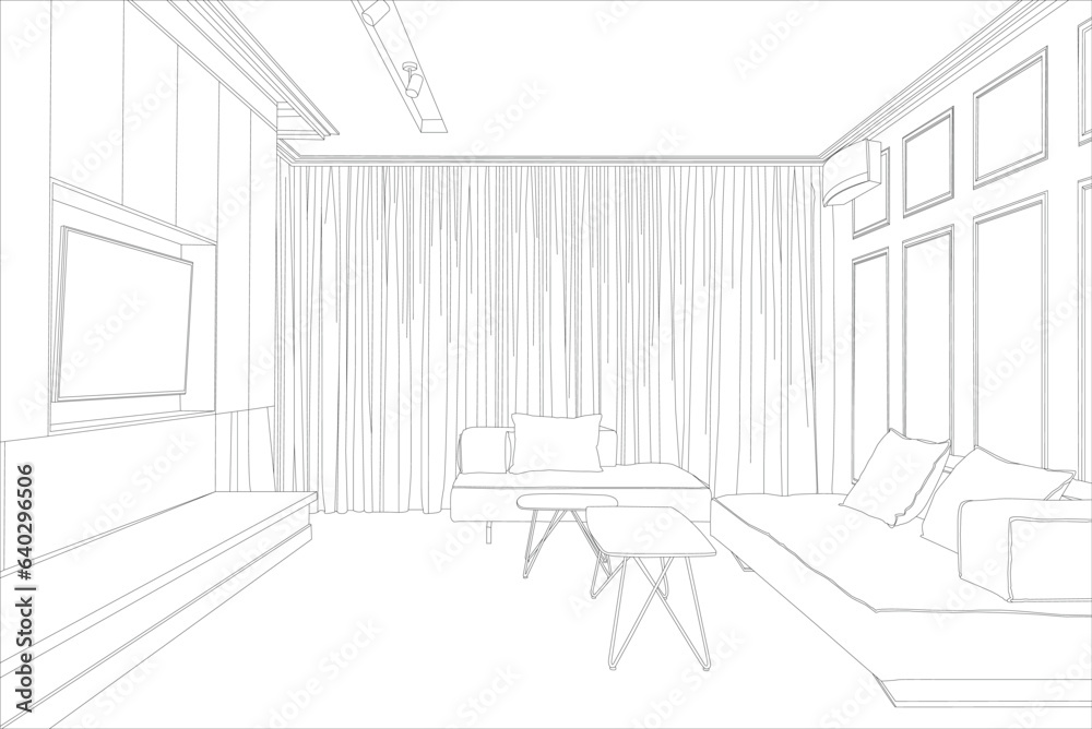 line-art-living-room-vector-illustration-stock-vector-adobe-stock