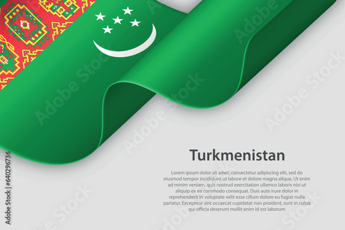 3d ribbon with national flag Turkmenistan isolated on white background photo