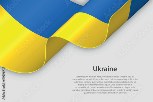 3d ribbon with national flag Ukraine isolated on white background
