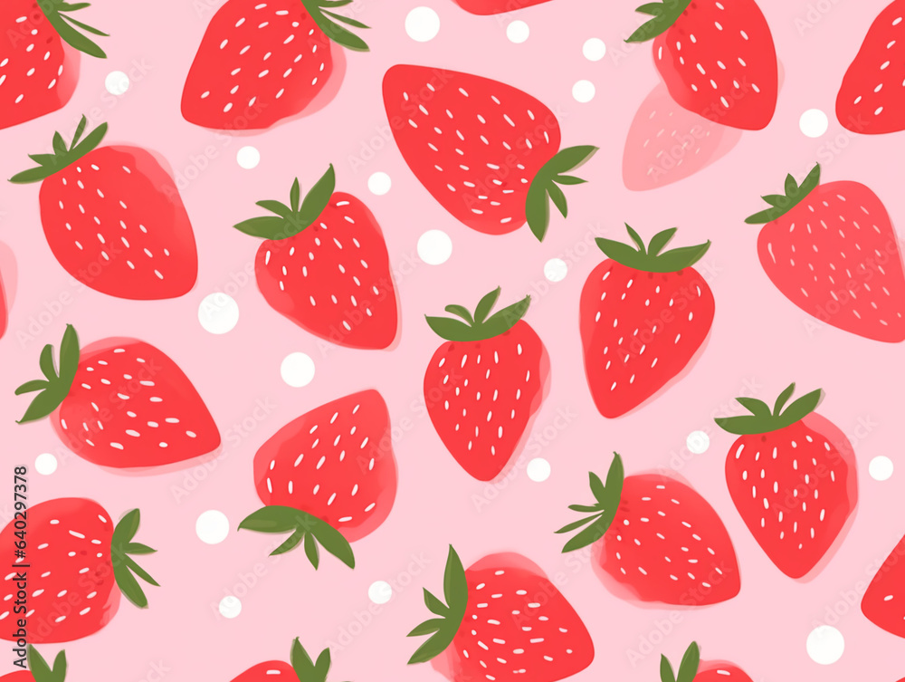 Seamless pattern with red strawberries on a pink background. Decorative print Seamless pattern with red strawberries on a pink background. Decorative print