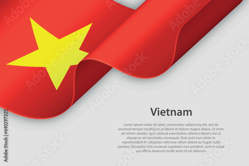 3d ribbon with national flag Vietnam isolated on white background