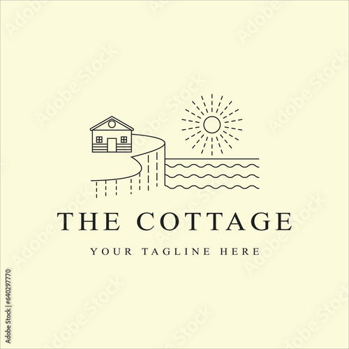 cabin or cottage logo line art simple minimalist vector illustration template icon graphic design