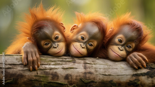 Orangutan cubs close up © Venka