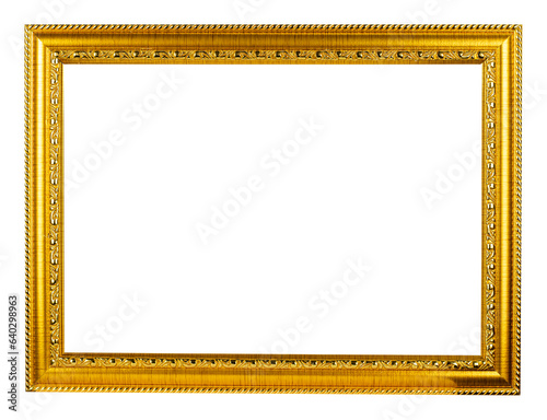 Gold picture frame, Gold photo frame with corner Thailand line floral for picture. Vector design decoration pattern style © Nana bpix