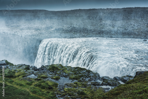 Powerful Dettifoss waterfall flowing in summer at Iceland