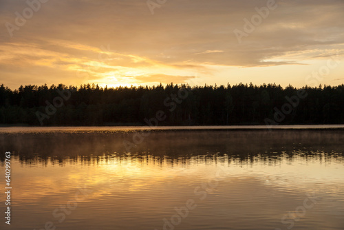 Baltis Lake Orange Sunset With Reflections