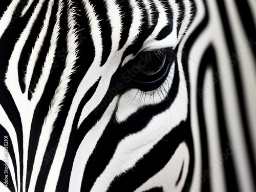 Extreme close up on the head and eye of a zebra  wildlife portrait