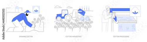 Cotton farm abstract concept vector illustrations.