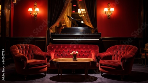 Speakeasy Lounge , A hidden lounge with a grand piano, velvet seating, and Art Deco accents